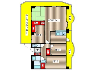ラビデンス伝治山【6階】の間取り