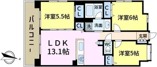 グランカーサ新小岩【7階】の間取り