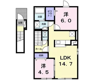 プラシーボシッタB【2階】の間取り