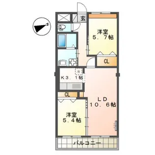 ボヌール新宮【1階】の間取り