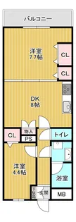 オーベルグランディオ萩中【4階】の間取り