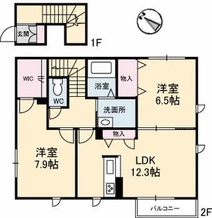 エヌ・グランデ倉吉D棟【2階】の間取り