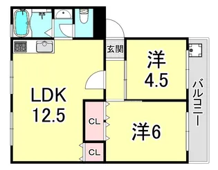 上高丸厚生年金住宅2号棟【3階】の間取り