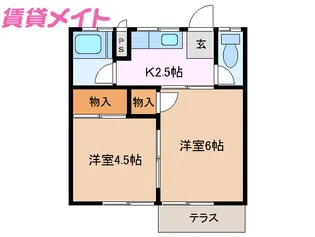 大鹿アパート【1階】の間取り