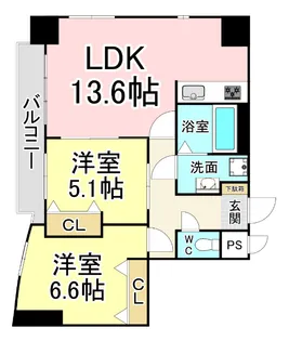福岡県北九州市小倉北区大手町【マンション】の間取り