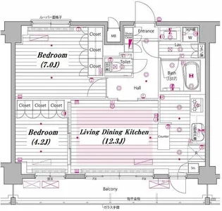 グランド・ガーラ白金高輪【12階】の間取り