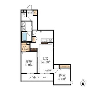 2LDKの間取り画像