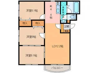 リヴウェルリバーサイドII【2階】の間取り