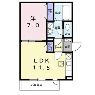 六ツ角フラット3号【1階】の間取り