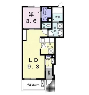 サニーサイドパークV【1階】の間取り