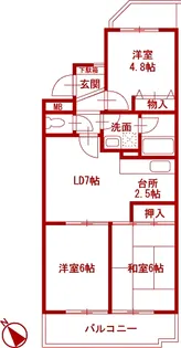 ロイヤル二俣川B棟【3階】の間取り