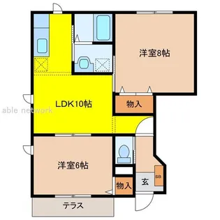 グリーンコーポ川西D【1階】の間取り
