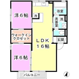 ガーデンコート車A棟【2階】の間取り