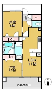 京都府向日市寺戸町八ノ坪【マンション】の間取り
