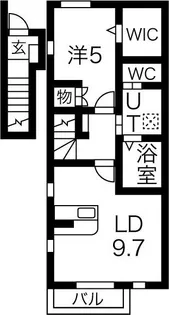 ル・メイユール北夕顔瀬【2階】の間取り