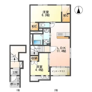 サウスエゼル【2階】の間取り