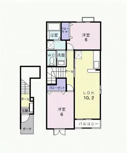 クレアシィオンB【2階】の間取り