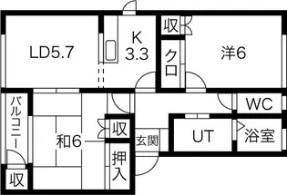 グランデ本館2番館【2階】の間取り