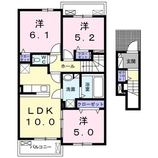 エスポワール多久B【2階】の間取り