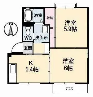 パームヒル A棟【1階】の間取り