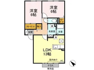 グランシャリオB棟【1階】の間取り