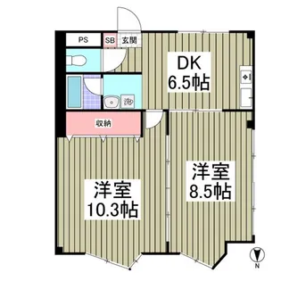 キュウブEX北代田【1階】の間取り