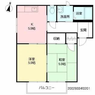バリュージュ富の原 E棟【2階】の間取り