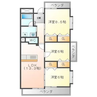 Land Mark 玉垣【7階】の間取り