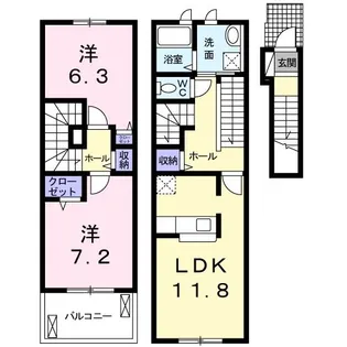 アン ソレイエA【2階】の間取り
