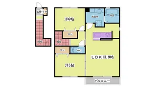 2LDKの間取り画像