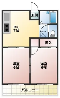 リバーサイドハイツB【2階】の間取り