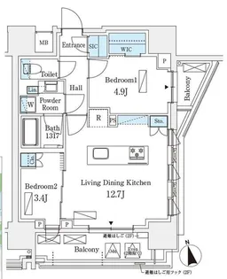 シーズンフラッツ浅草六丁目【12階】の間取り