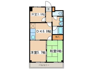 グリ-ンヒルホ-ムズ【3階】の間取り