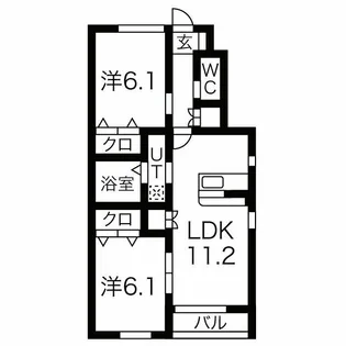 カーサデルソーレ【1階】の間取り