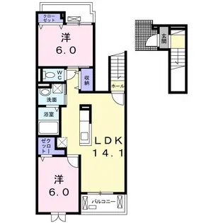 アクアビサイド コンフォルトII【2階】の間取り