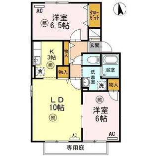 カムール際波 B棟【1階】の間取り