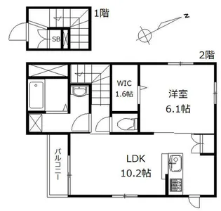 へーベルメゾン大和町【2階】の間取り