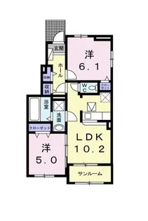 ユニットロル四日市B【1階】の間取り
