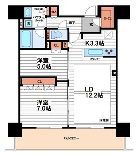 ローレルタワー堺筋本町【7階】の間取り