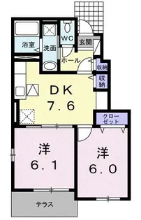 フロイデ・カナゲン西条【1階】の間取り