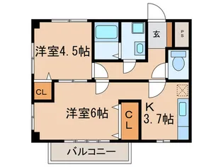 AsobiーPALACE小牧中央【1階】の間取り