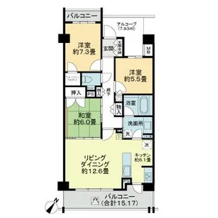 ライオンズつくばフォート【3階】の間取り
