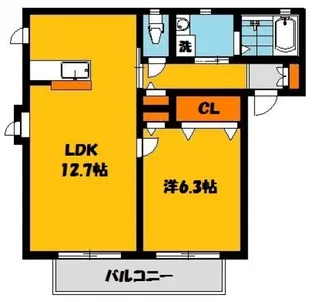 フォンテーヌT&H C【2階】の間取り