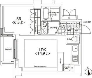 カスタリア麻布十番【1階】の間取り