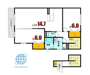 クレールコート【2階】の間取り