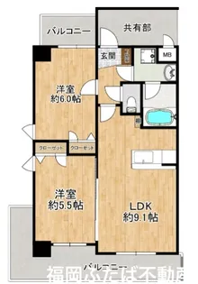 SOLLIEVO箱崎【4階】の間取り