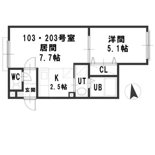 ルミエール元町A【2階】の間取り