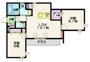 Bloom深沢【1階】の間取り