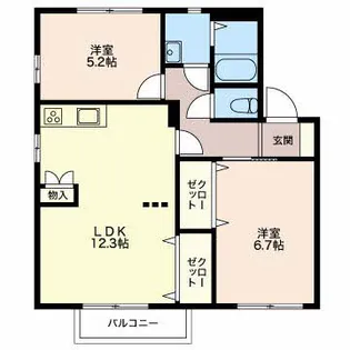 ドエル戸ヶ崎【1階】の間取り