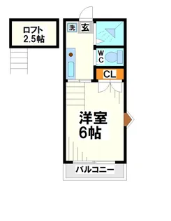 飛田給コーポ 外国語大学&電通大受験生事前予約可能物件【2階】の間取り